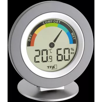 TFA 30.5019 Thermo-Hygrometer COSY - Digital Indoor Thermometer and Humidity Meter with Max/Min Memory, Comfort Zone Indicator, LCD Display, White
