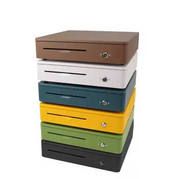 OLYMPIA M405 Electronic Cash Drawer, Black, 4 Banknote/8 Coin Compartments, 24V, RJ11/RJ12, 1.5m Cable