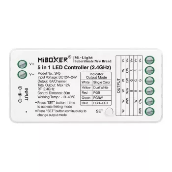 MIBOXER SR5 5-in-1 RGB+CCT LED Controller DC12-24V WiFi 2.4G Alexa