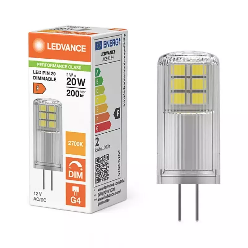 OSRAM LED PIN 12V P 2.2W 827 Clear G4 12V Low-Voltage LED Lamp with Plug Base