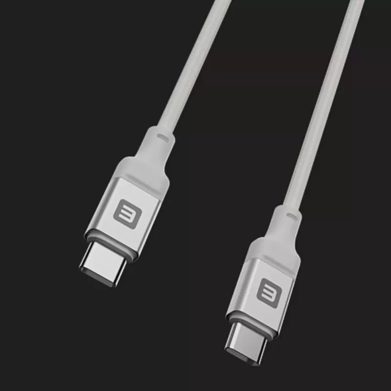 Evelatus USB-C to USB-C Cable 1.2m 60W PD Braided Nylon White