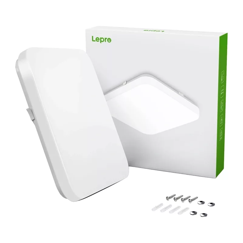 Lepro 150006 Ceiling Light, 24W, 2400 lm, 4000K, IP54, Flush Mount, Round, PC, White