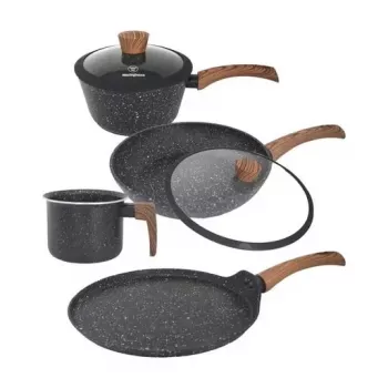 Westinghouse WCCS008506AMBB 6-Piece Forged Aluminium Cookware Set with Non-Stick Coating, Induction Compatible, Black/Grey