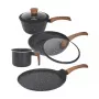 Westinghouse WCCS008506AMBB 6-Piece Forged Aluminium Cookware Set with Non-Stick Coating, Induction Compatible, Black/Grey
