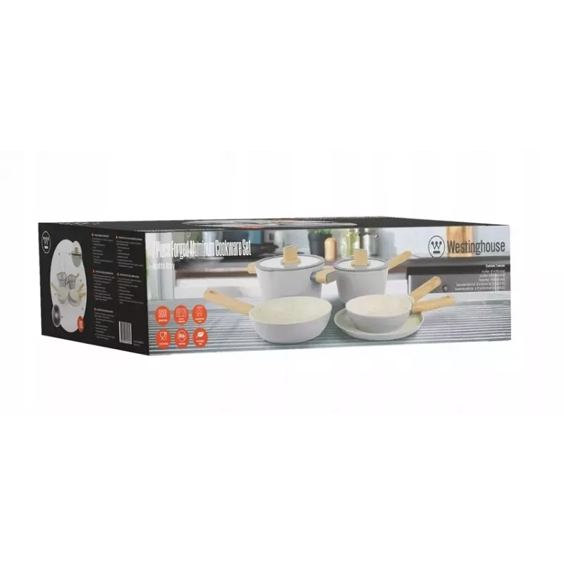 Westinghouse WCCS205307A 7-Piece Forged Aluminium Non-Stick Cookware Set, Black