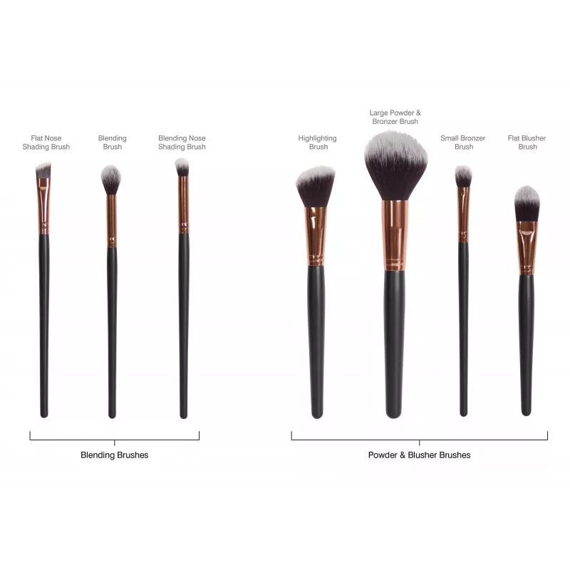 RIO BRST-EU/2.4 Professional Cosmetic Brush Collection - 24-Piece Set with Faux Leather Case