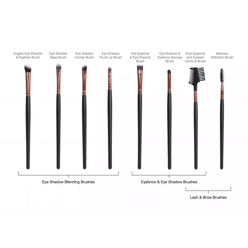 RIO BRST-EU/2.4 Professional Cosmetic Brush Collection - 24-Piece Set with Faux Leather Case