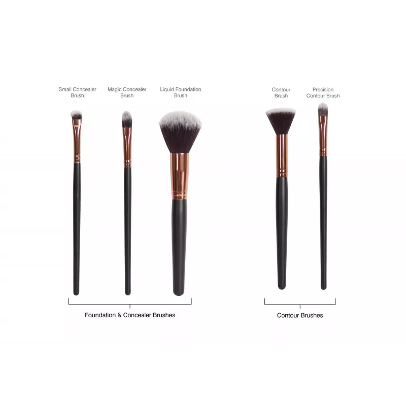 RIO BRST-EU/2.4 Professional Cosmetic Brush Collection - 24-Piece Set with Faux Leather Case
