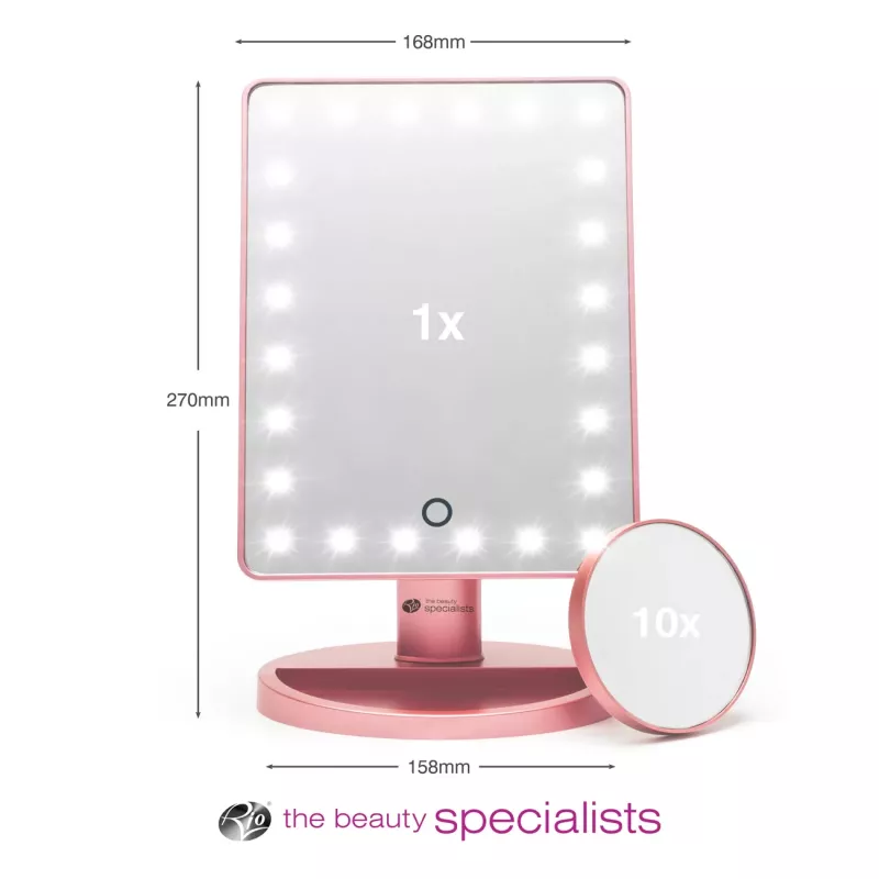 Rio MMSP-RG-EU/1,2 24 LED Touch Dimmable Makeup Mirror, Rose Gold