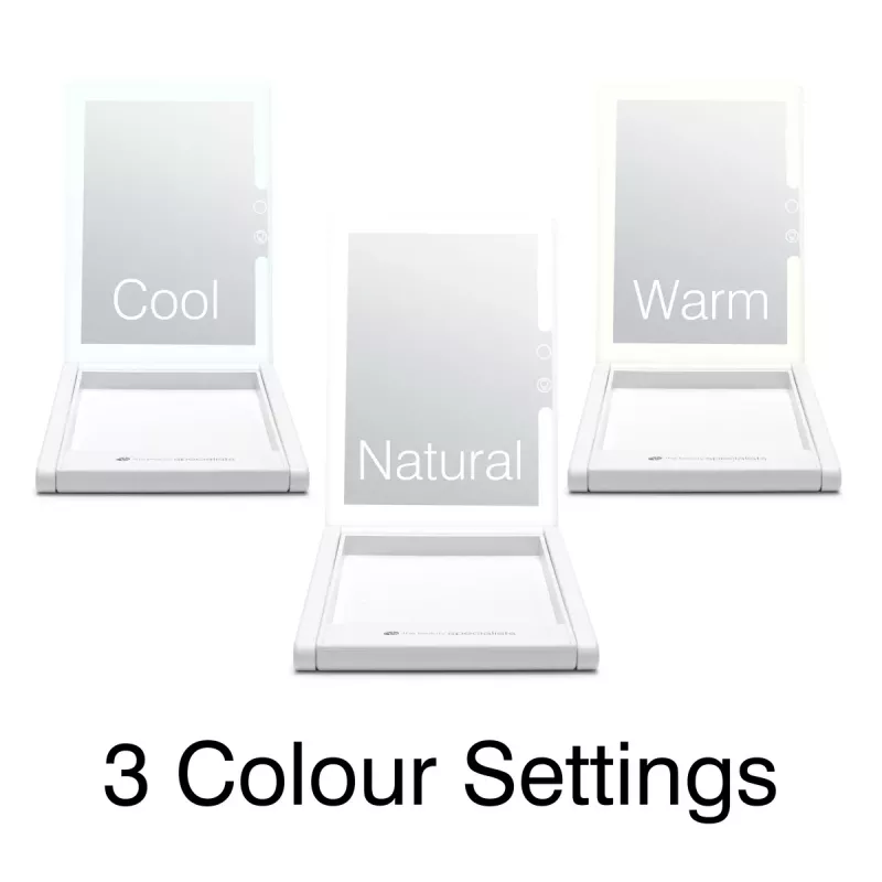 RIO MMAW-EU/1,0 Home and Away Dressing Table Make Up Mirror - Dual Sided LED Illuminated, 1x/5x Magnification, Foldable, White