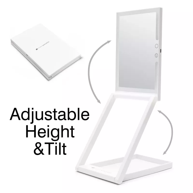 RIO MMAW-EU/1,0 Home and Away Dressing Table Make Up Mirror - Dual Sided LED Illuminated, 1x/5x Magnification, Foldable, White