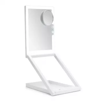 RIO MMAW-EU/1,0 Home and Away Dressing Table Make Up Mirror - Dual Sided LED Illuminated, 1x/5x Magnification, Foldable, White