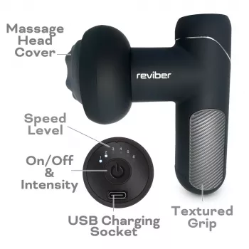 Reviber RV-MABS-EU/1,0 Shiatsu Muscle Massager with Infrared Heat, 8 Nodes, 3 Speeds, Black