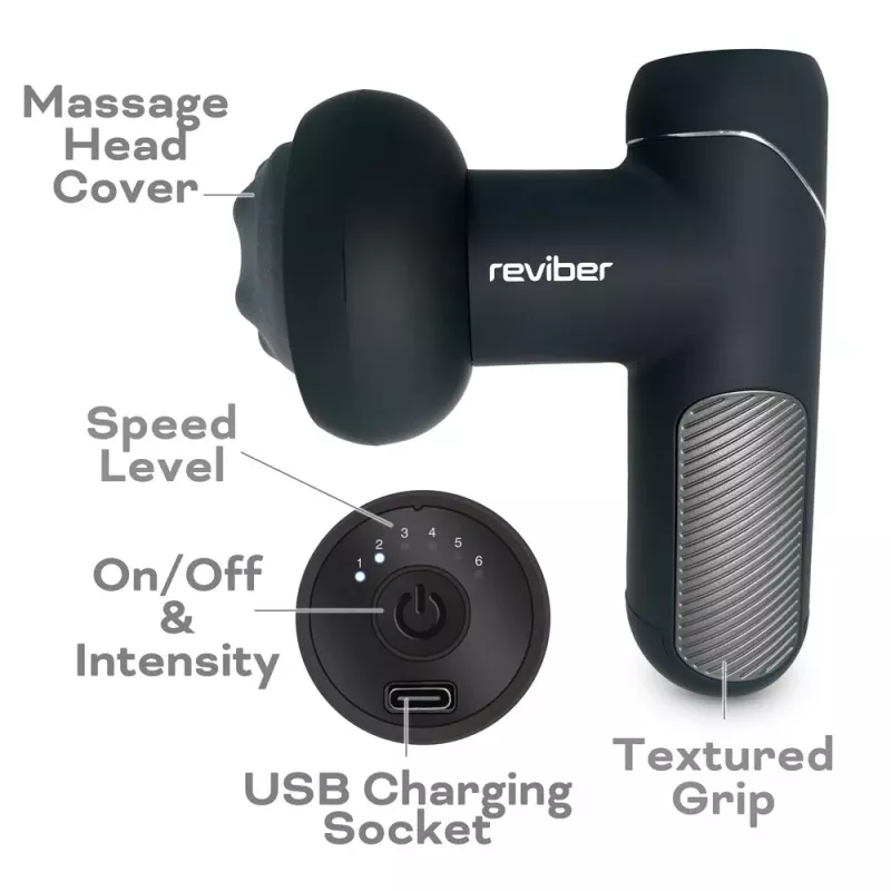 Reviber RV-MABS-EU/1,0 Shiatsu Muscle Massager with Infrared Heat, 8 Nodes, 3 Speeds, Black