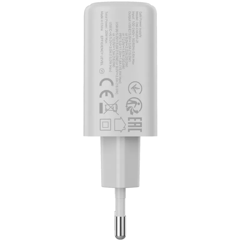 CANYON OnCharge 200 20W 1xPD 1xQC EU White Wall Charger