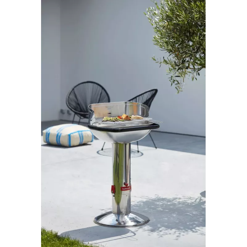 Barbecook Loewy 55 SST Charcoal Barbecue, 59.8 x 35.4 x 101 cm, Stainless Steel Grate, Black
