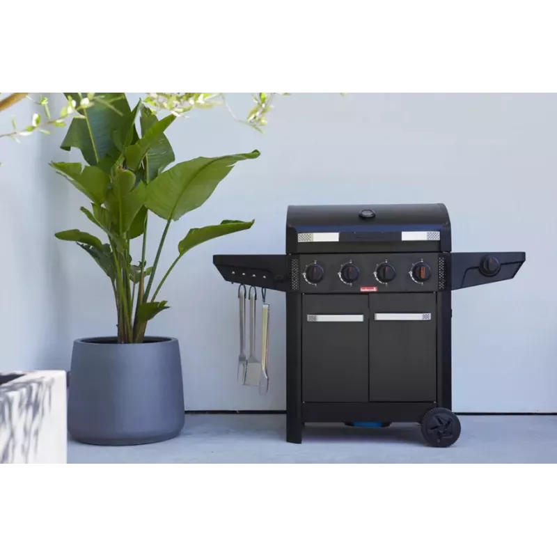 Barbecook Gas Barbecue Luca 412 with Cabinet and Sideburner, 145.4 x 60.3 x 112.3 cm, Black