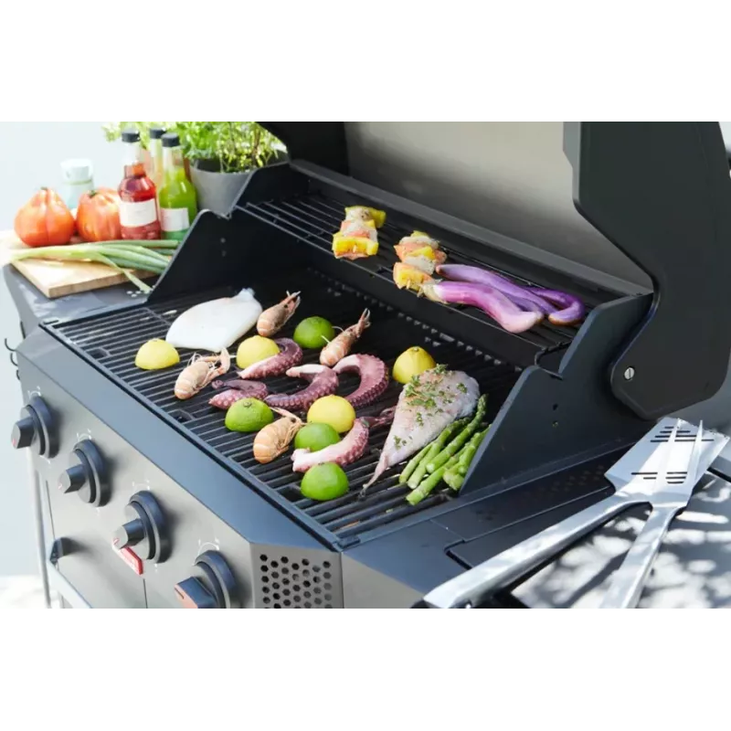 Barbecook Gas Barbecue Luca 412 with Cabinet and Sideburner, 145.4 x 60.3 x 112.3 cm, Black