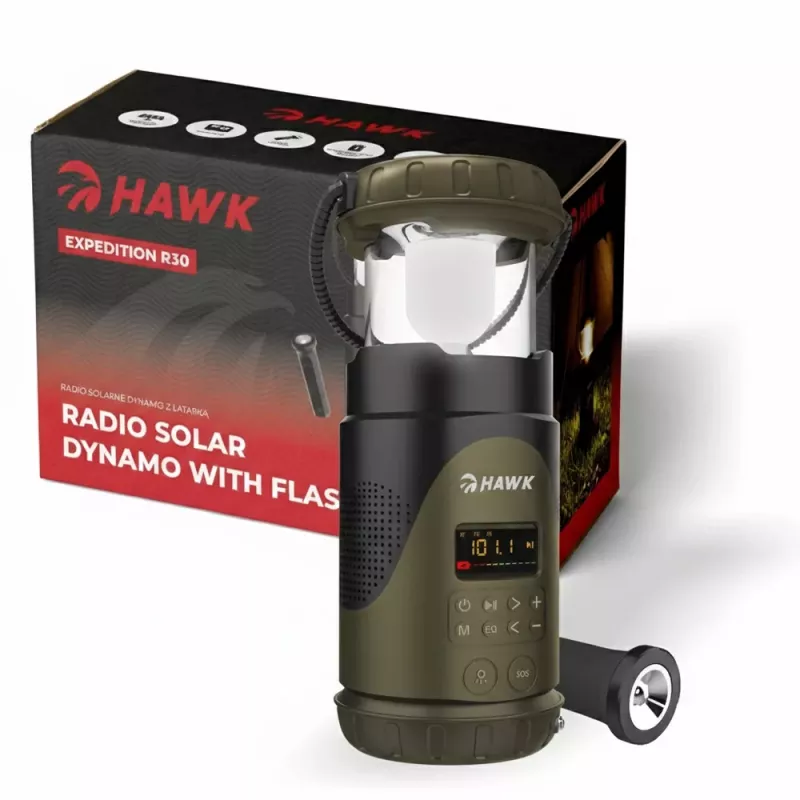 Hawk HWRDI430GN Radio Solar Dynamo With Flashlight