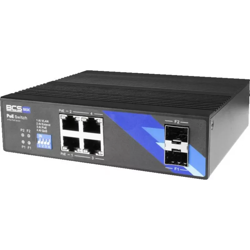 BCS BCS-B-ISP04G-2SFP Unmanaged Industrial Ethernet Switch, 4-Port Gigabit RJ45 + 2 SFP, DIN Rail, IP40
