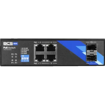BCS BCS-B-ISP04G-2SFP Unmanaged Industrial Ethernet Switch, 4-Port Gigabit RJ45 + 2 SFP, DIN Rail, IP40