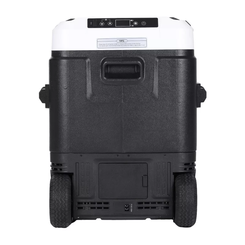 HCALORY P50M+ Car Cooler with Bluetooth, 50L, -20°C to +20°C, DC 12/24V & AC 100-240V, 60W, R134a, LCD Display, App Control, Battery Protection, Wheels, Telescopic Handle, LED Light, USB Port, CE/RoHS/FCC