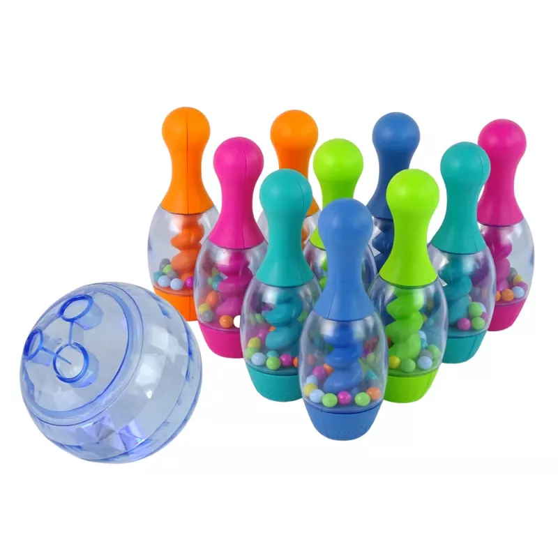 LEAN TOYS Skill Game Bowling With Balls Iridescent Ball Stand