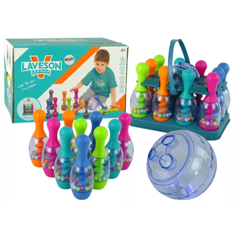 LEAN TOYS Skill Game Bowling With Balls Iridescent Ball Stand