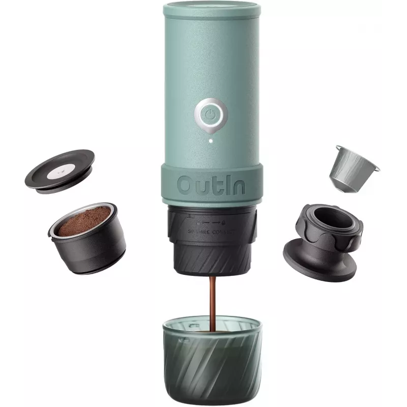 OUTIN Portable Electric Coffee Machine Mino Canyon Green 20 Bar 80ml USB-C