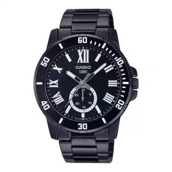 CASIO MTPVD200B1BUD Men's Analog Quartz Watch 45 mm Stainless Steel Black Ion Plated