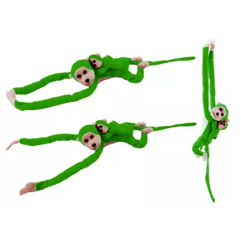 LEAN TOYS Mascot Plush Monkey with Baby, Green 90 cm