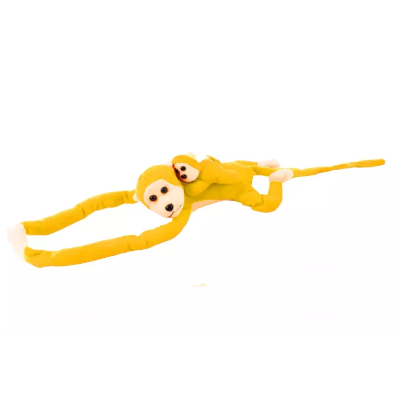 LEAN TOYS Mascot Plush Monkey with Baby, Yellow 90 cm