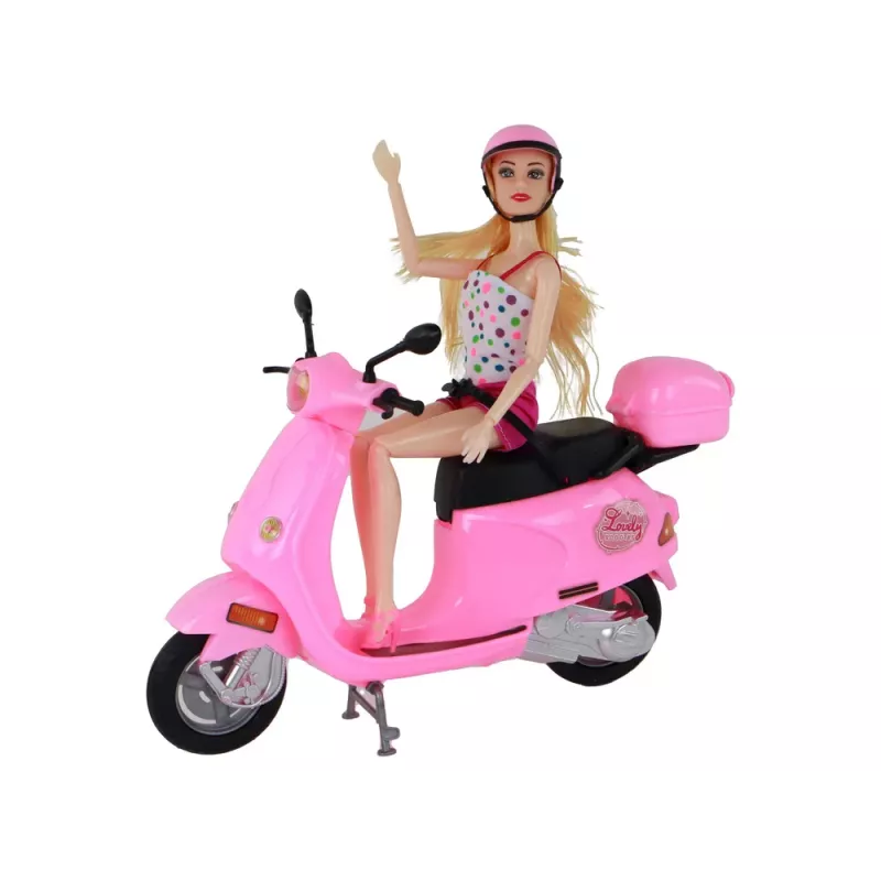 LEAN TOYS Doll on Pink Scooter with Movable Elements