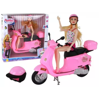 LEAN TOYS Doll on Pink Scooter with Movable Elements