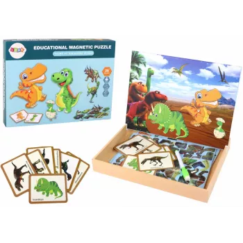 LEAN TOYS Educational Magnetic Puzzle Set with Dinosaurs