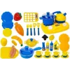 LEAN TOYS Set of Plastic Dishes for Little Chef - 18 Pieces Toy Kitchen Accessories