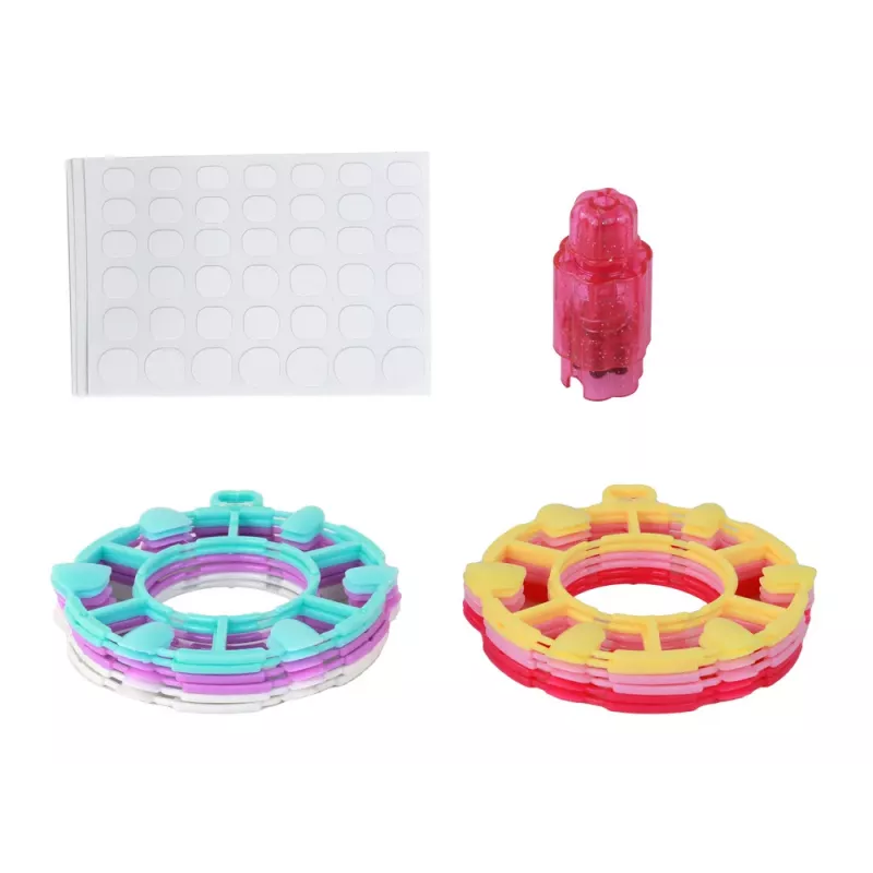 LEAN TOYS Nail Set Pink Nail Tips Stickers Diamonds