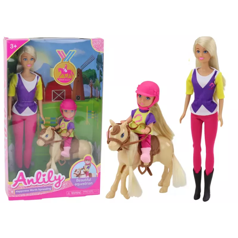 LEAN TOYS Anlily Doll Set with a Child and a Pony, Horse Farm