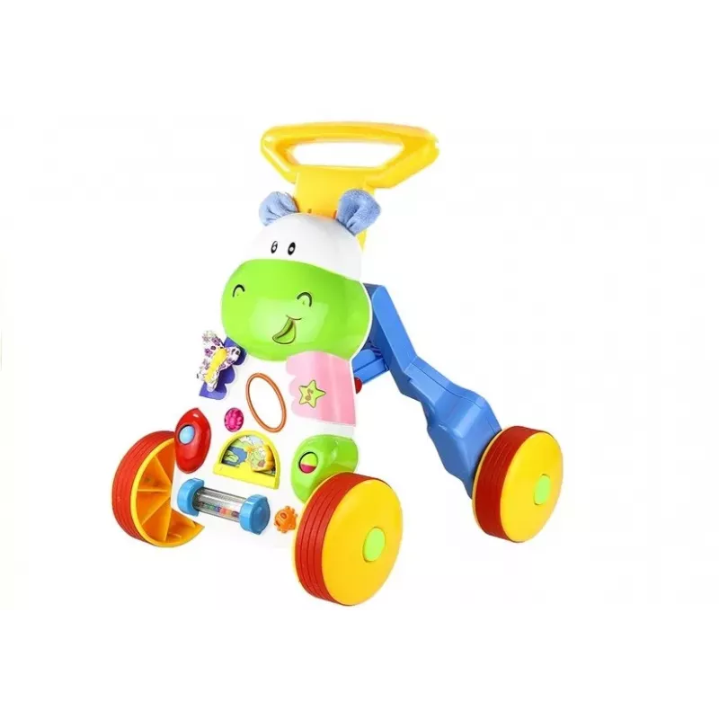 LEAN TOYS Toddler Baby Push Along Toy Hippo Sounds Rattles Crinkles Mirror
