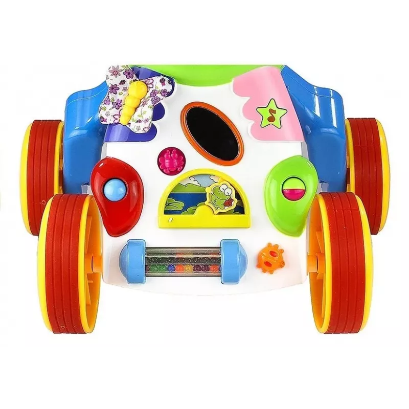LEAN TOYS Toddler Baby Push Along Toy Hippo Sounds Rattles Crinkles Mirror