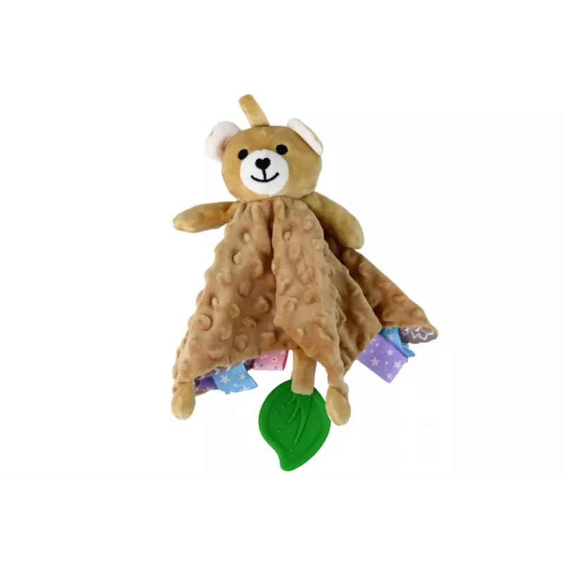 LEAN TOYS Teddy Bear Sensory Activity Blanket with Teether and Rattle