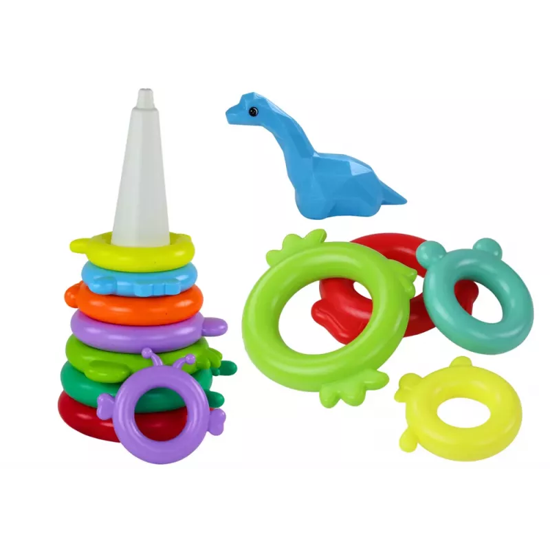 LEAN TOYS Giraffe Pyramid Puzzle 13 Circles Colorful 43cm x 18cm x 18cm