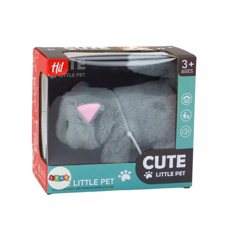 LEAN TOYS Plush Interactive Animal Kitten Walks and Meows Gray