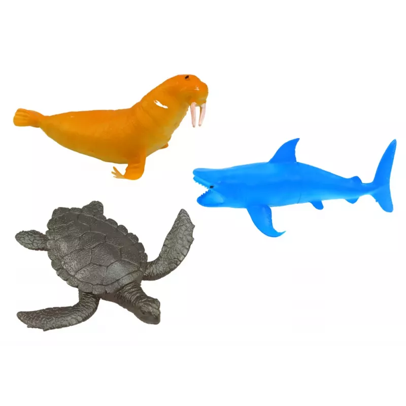 LEAN TOYS Set of Figures Sea Animals Underwater Penguin Shark Crab 10 pcs.