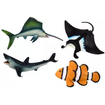 LEAN TOYS Set of Sea Animal Figures Shark Dolphin Stingray 5 pcs