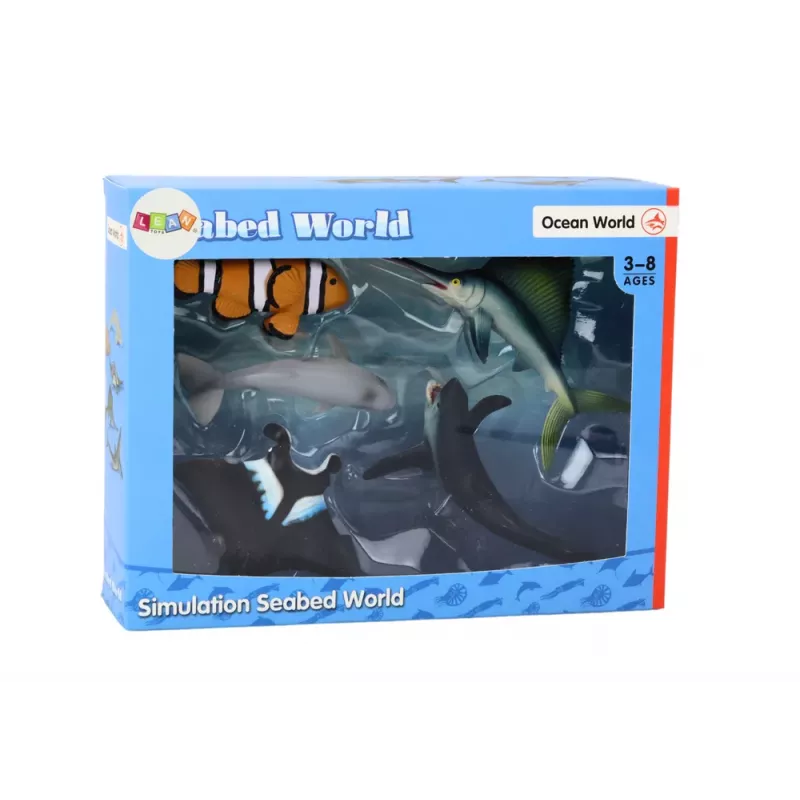 LEAN TOYS Set of Sea Animal Figures Shark Dolphin Stingray 5 pcs