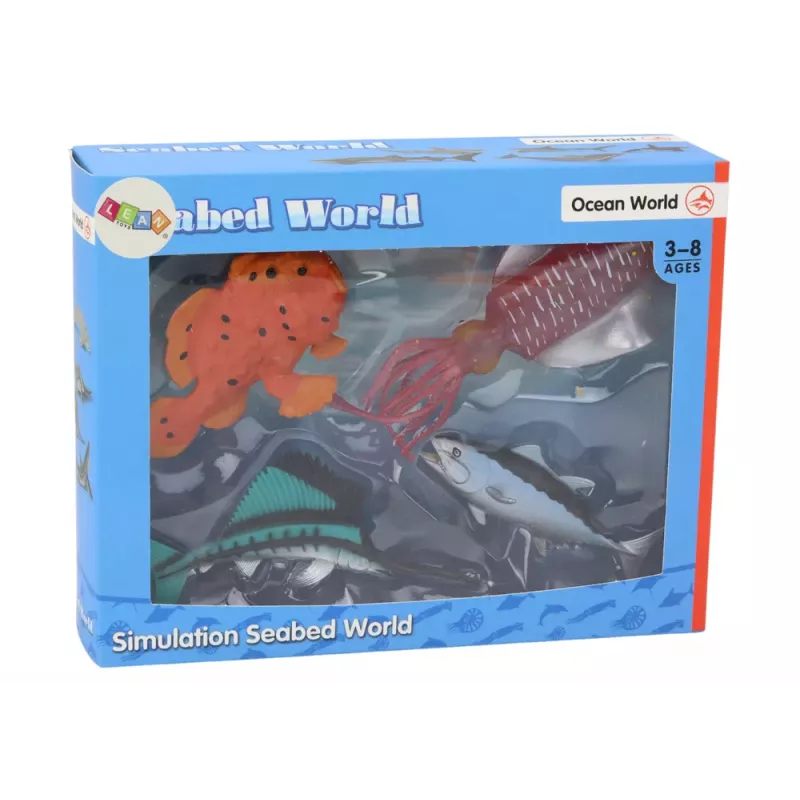 LEAN TOYS Set of Figures Sea Animals Ocean Fish Squid 4 Pieces