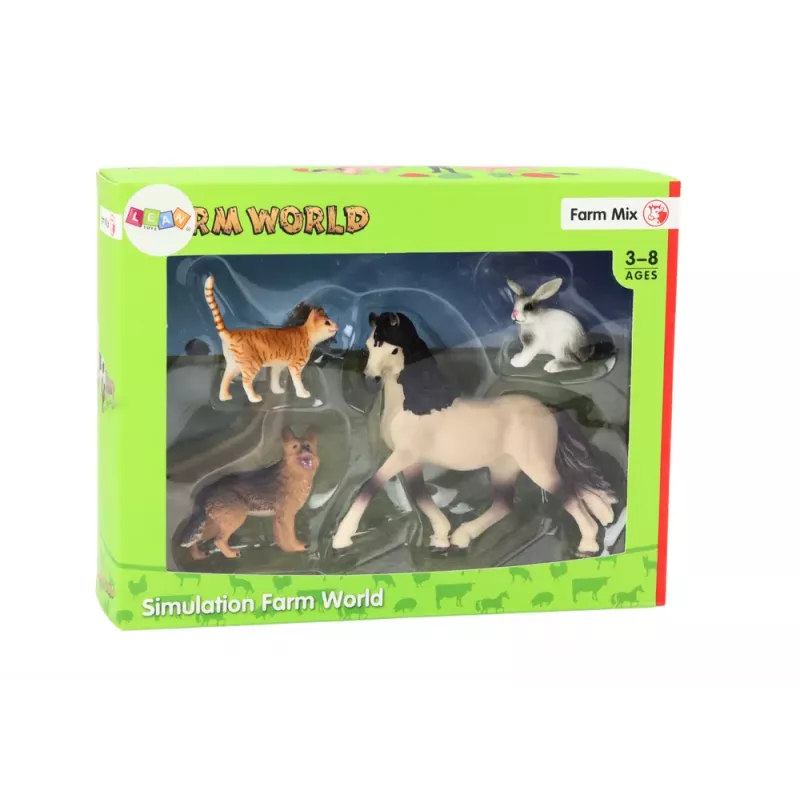 LEAN TOYS Set of Pet Figures Horse Dog Rabbit Cat 4 Pieces