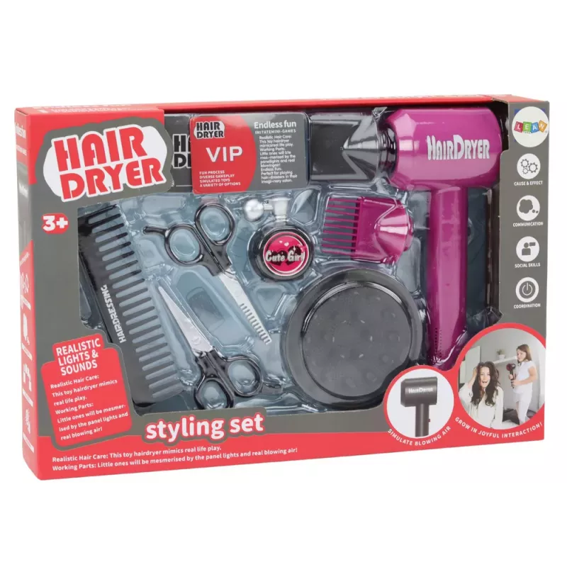 LEAN TOYS Hairdressing Set Beauty Salon Hairdresser Dryer 10 Pieces