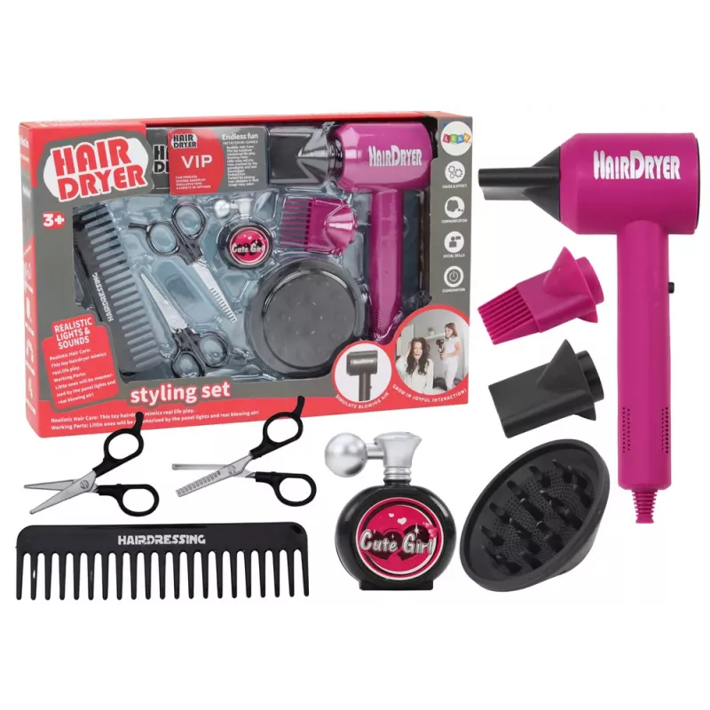 LEAN TOYS Hairdressing Set Beauty Salon Hairdresser Dryer 10 Pieces